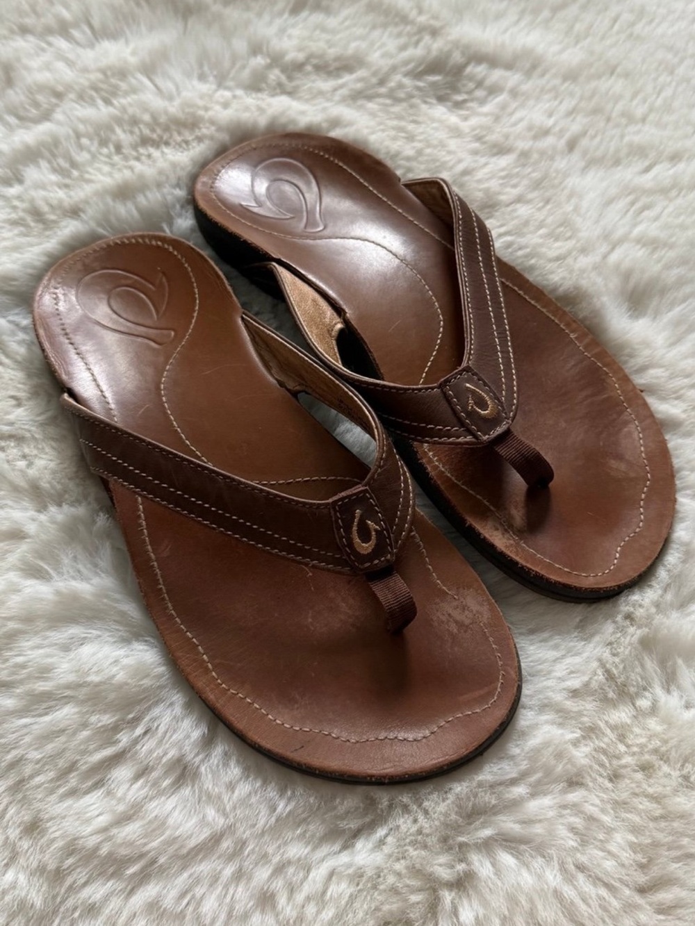 OluKai Kumu Brown Leather Flip-Flop Sandals Women’s Size US 7 EU 37 - Picture 12 of 12